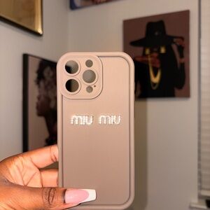 MIU MIU Brown Phone Case 14 Pro Max Case